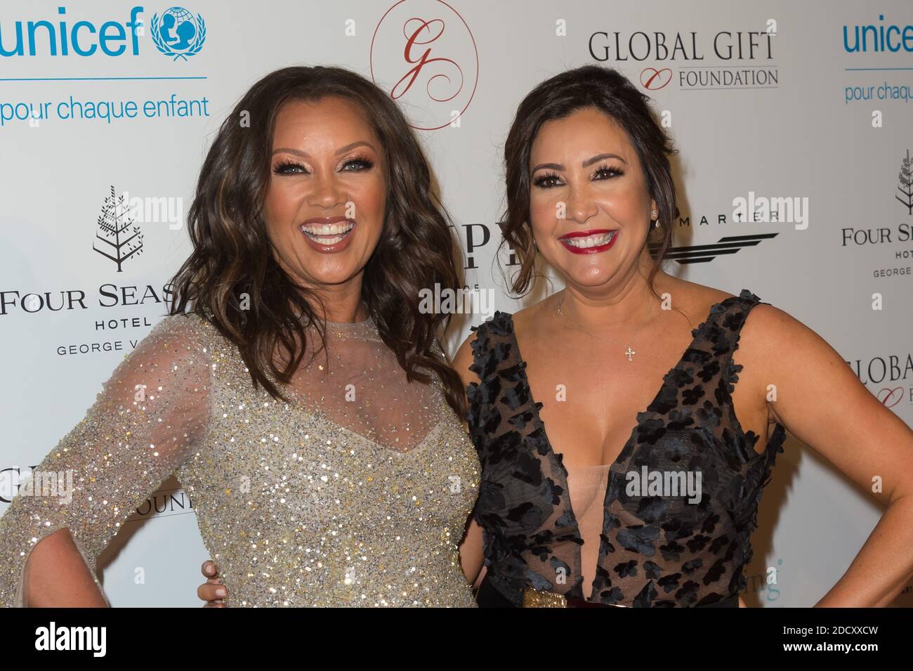 Vanessa Lynn Williams and Maria Bravo attending the Global Gift Gala in aid of Unicef France and Global Gift Foundation at Seasons Hotel George V in Paris, France on april 25, 2018 . Photo by Nicolas Genin/ABACAPRESS.COM Stock Photo