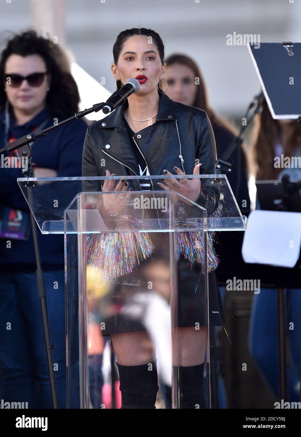 Olivia Munn attends the 2018 Women's March Los Angeles on January 20