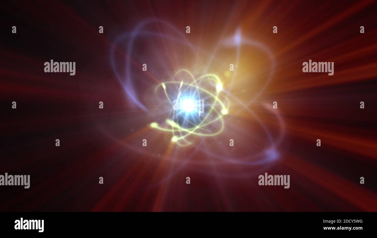 atom orbit abstract ray light, 3d render illustration Stock Photo - Alamy