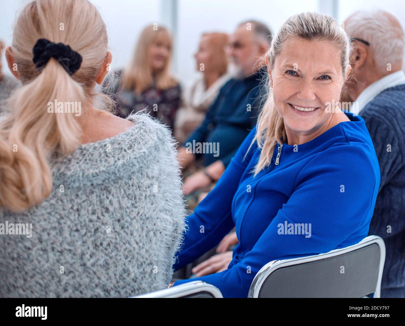 the long-awaited meeting of the elderly Stock Photo