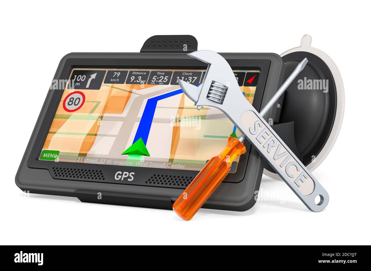 Service and repair of GPS navigation device, 3D rendering isolated on