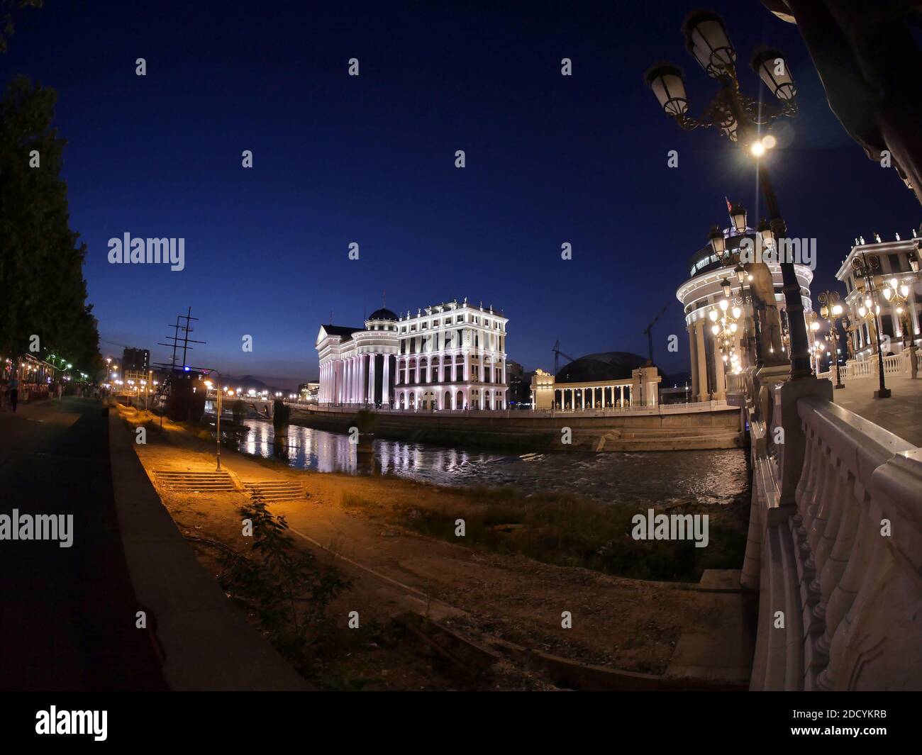 Skopje Macedonia 2014 buildings at night Stock Photo - Alamy