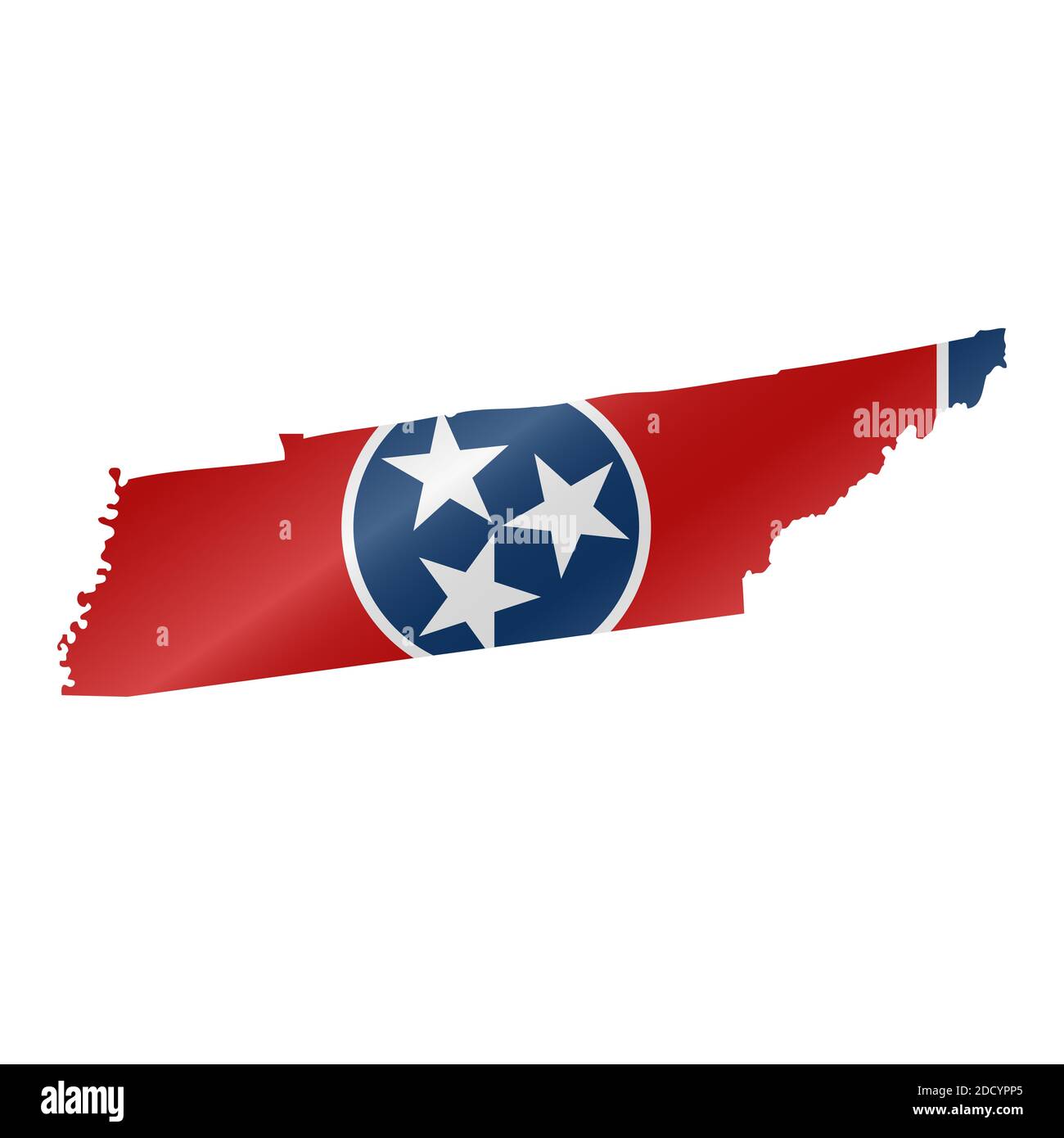 Detailed waving flag map of Tennessee. map with masked flag. Stock Photo