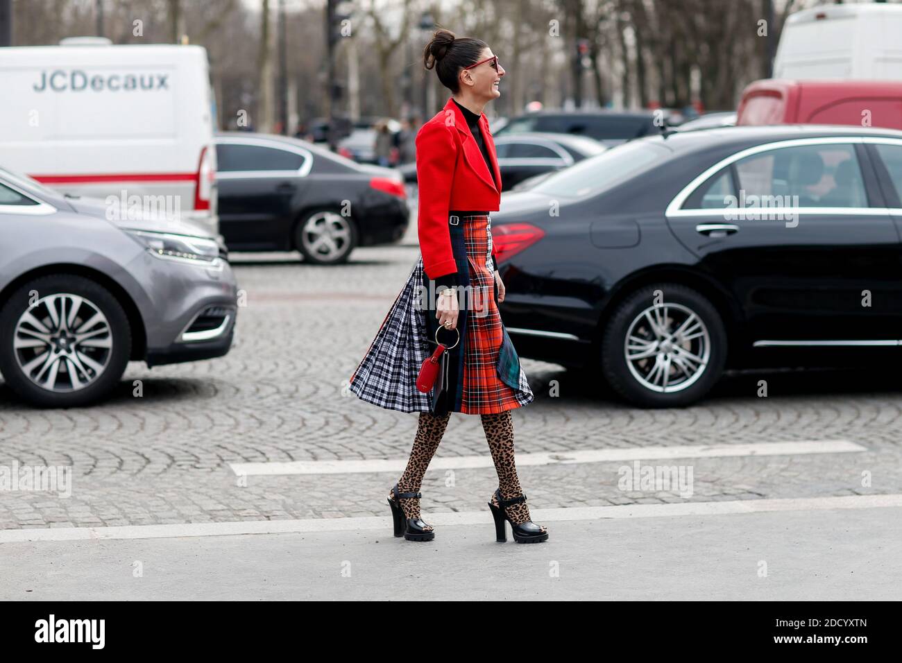 Street style, Giovanna Battaglia arriving at Chanel Fall-Winter 2018-2019 show held at Grand Palais, in Paris, France, on March 6th, 2018. Photo by Marie-Paola Bertrand-Hillion/ABACAPRESS.COM Stock Photo