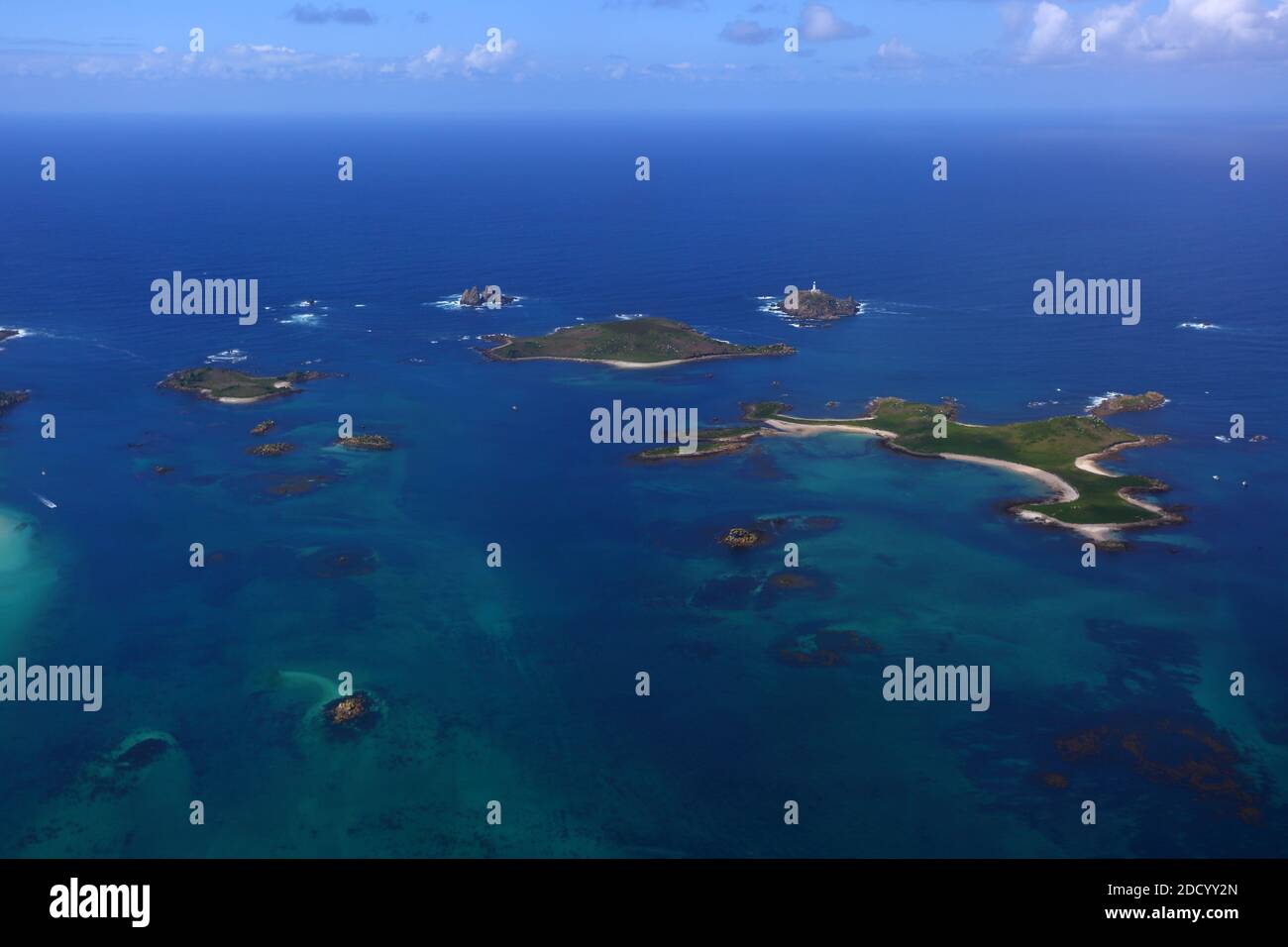GREAT BRITAIN /Isle of Scilly / St Mary’s /View from plane on to St Helen's. Stock Photo