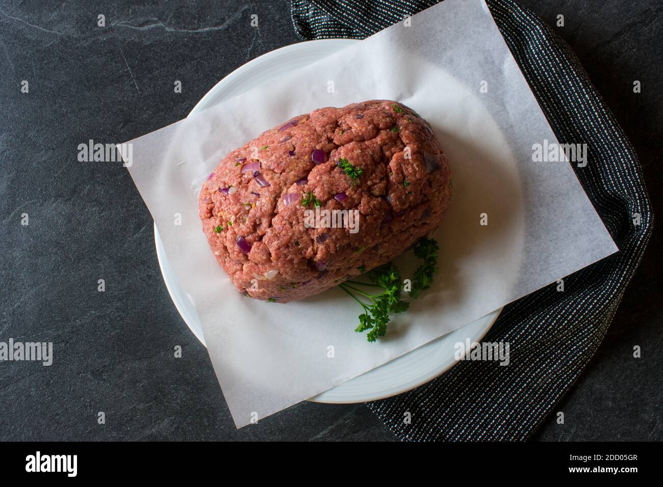 raw and uncooked meatloaf from above Stock Photo Alamy
