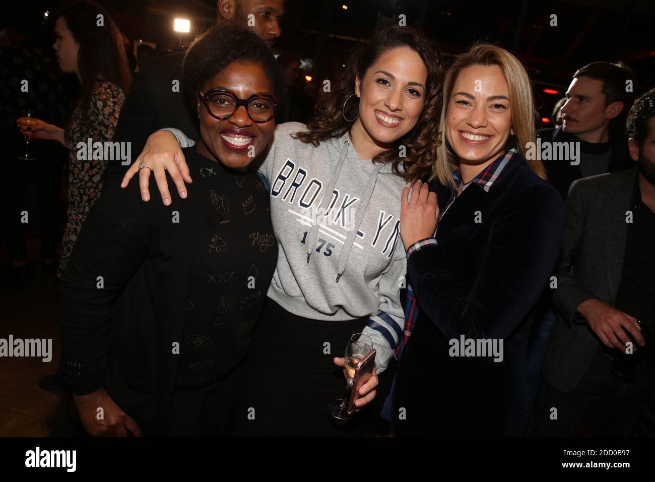 Claudia Tagbo, Charlotte Namura and Anne-Laure Bonnet attending France 98 Coca Cola Party at Le Georges in Paris, France, on March 20, 2018. Photo by Jerome Domine/ABACAPRESS.COM Stock Photo