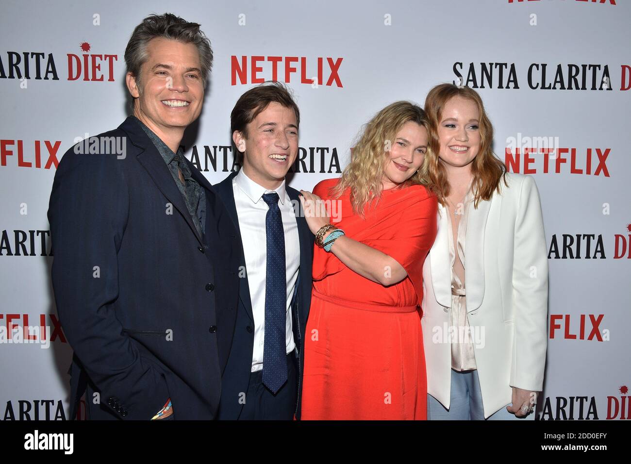 Skyler Gisondo, Liv Hewson, Drew Barrymore and Timothy Olyphant attend ...