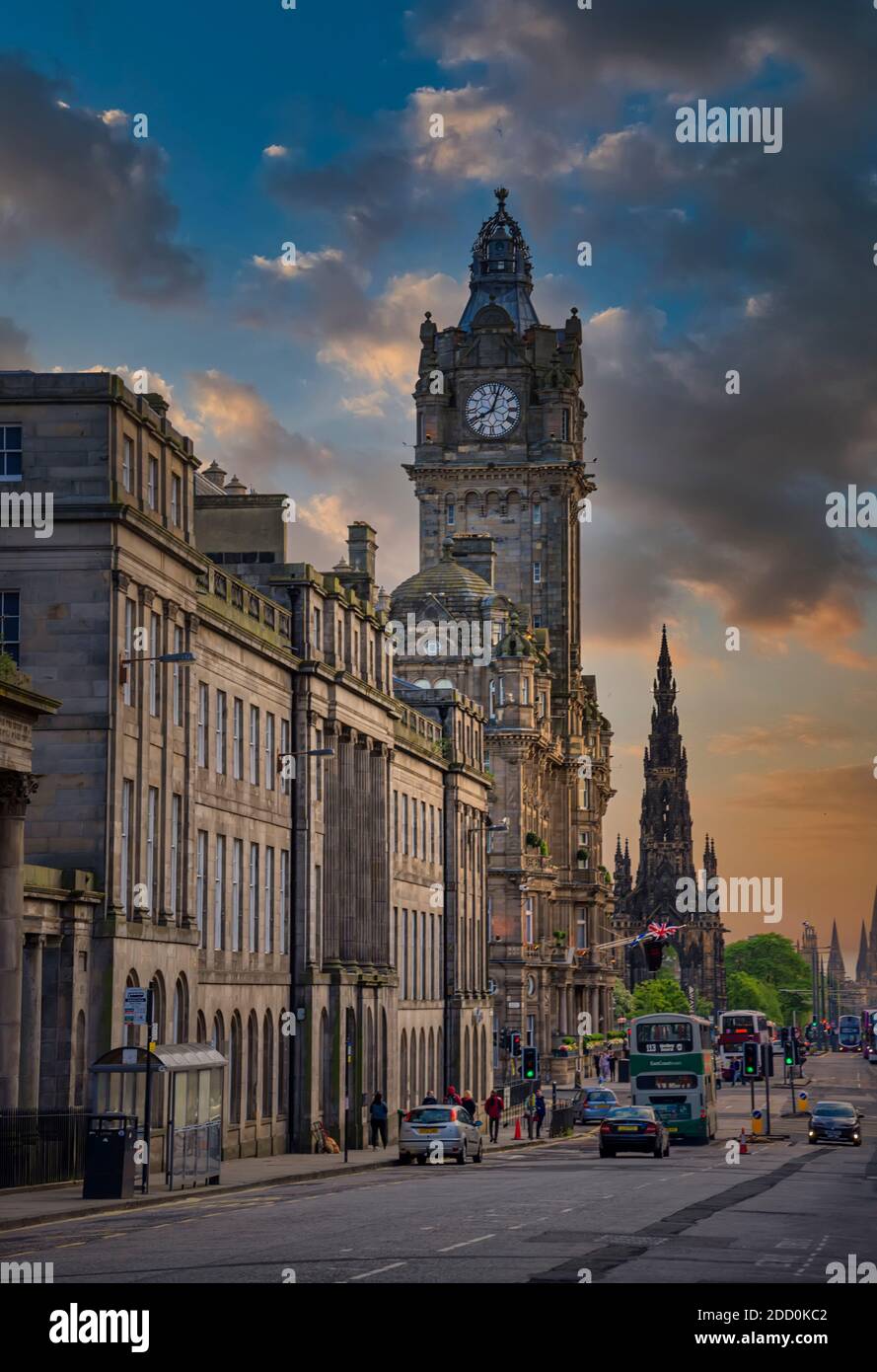 The Balmoral Hotel Clock Tower in Edinburgh, Scotland, UK Stock Photo