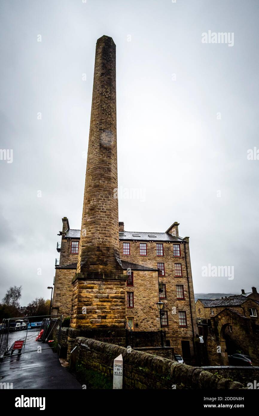 Old textile or cotton mill converted into apartments, in Skipton, North