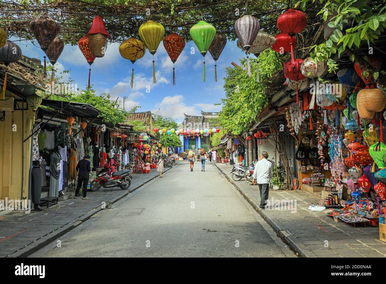 Colourful silk lanterns hanging on a Street at Hoi An, Vietnam, Asia Stock Photo