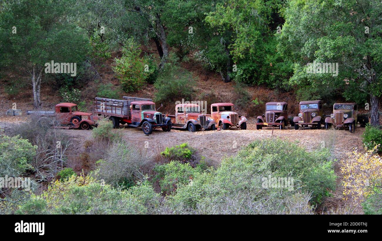 classic vintage trucks on display in San Louis Obispo county california usa Stock Photo