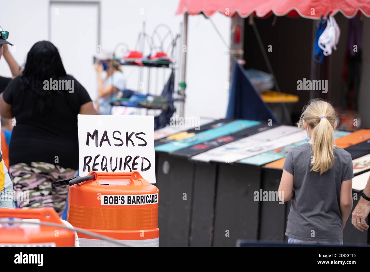 FORT LAUDERDALE, FL, USA - NOVEMBER 22, 2020: Face mask required sign at the Fort Lauderdale Air and Sea Show during Covid 19 Coronavirus pandemic Stock Photo