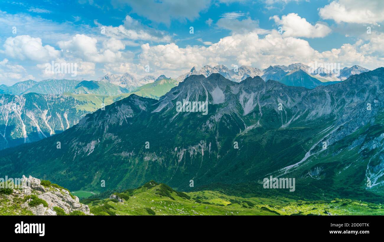 Austria, Kleinwalsertal, Impressive green untouched nature landscape of ...