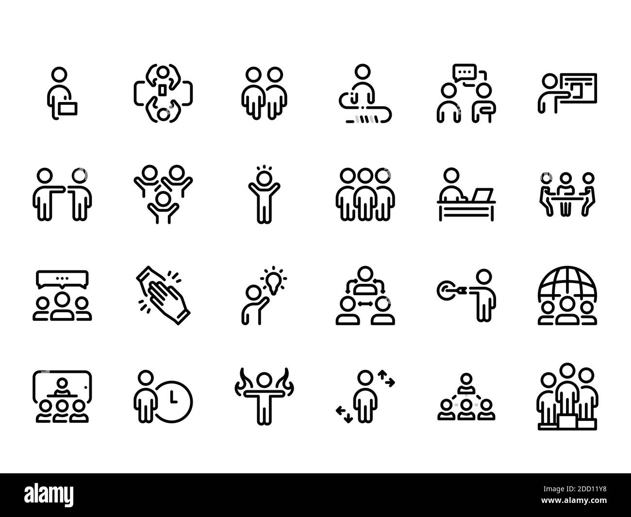 Set of black vector icons, isolated against white background. Flat illustration on a theme Communication and teamwork Stock Vector