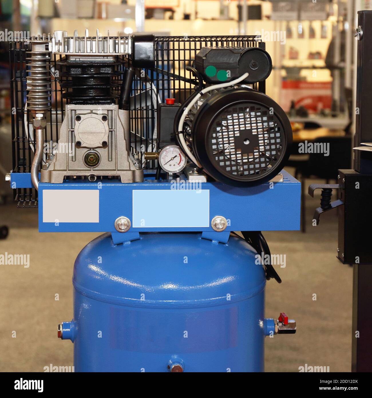 Air Compressor Motor Engine in Garage Stock Photo Alamy