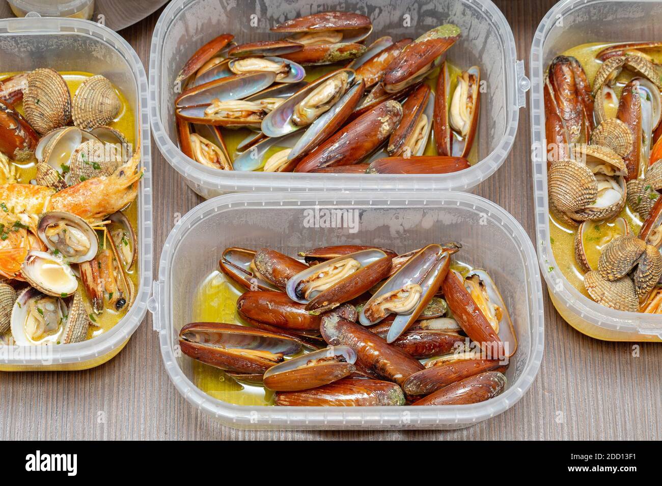 Lithophaga Date Shell Mussels in Take Away Boxes Stock Photo - Alamy