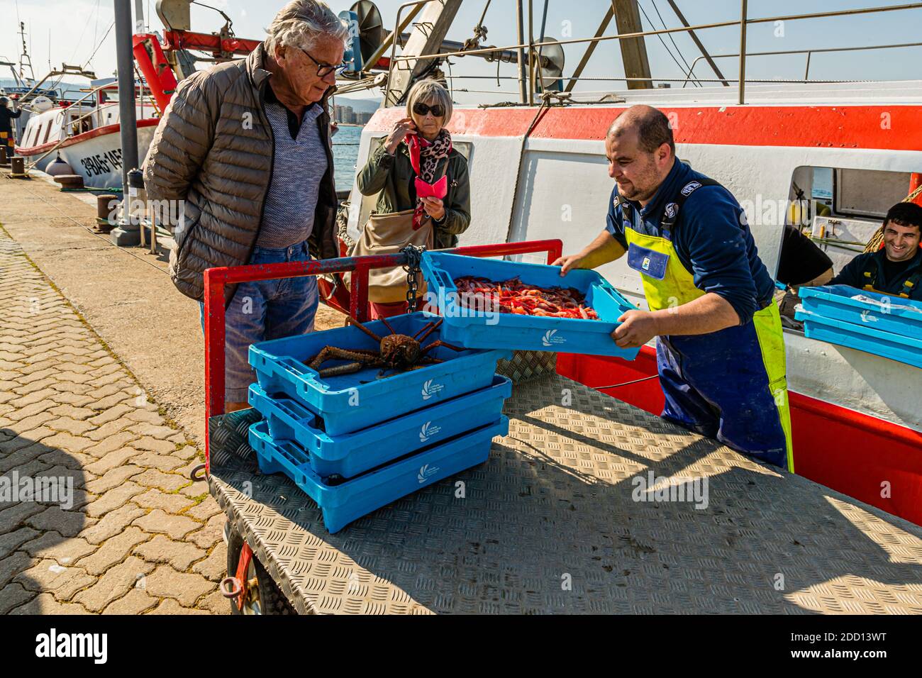 Just before the Catalan fish auction in Palamós, Spain Stock Photo