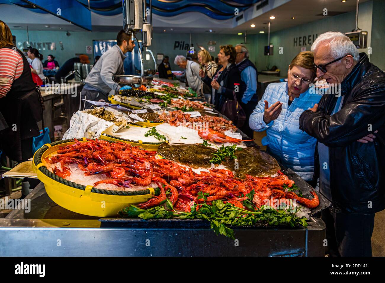 Catalan fish auction in Palamós, Spain. Stock Photo