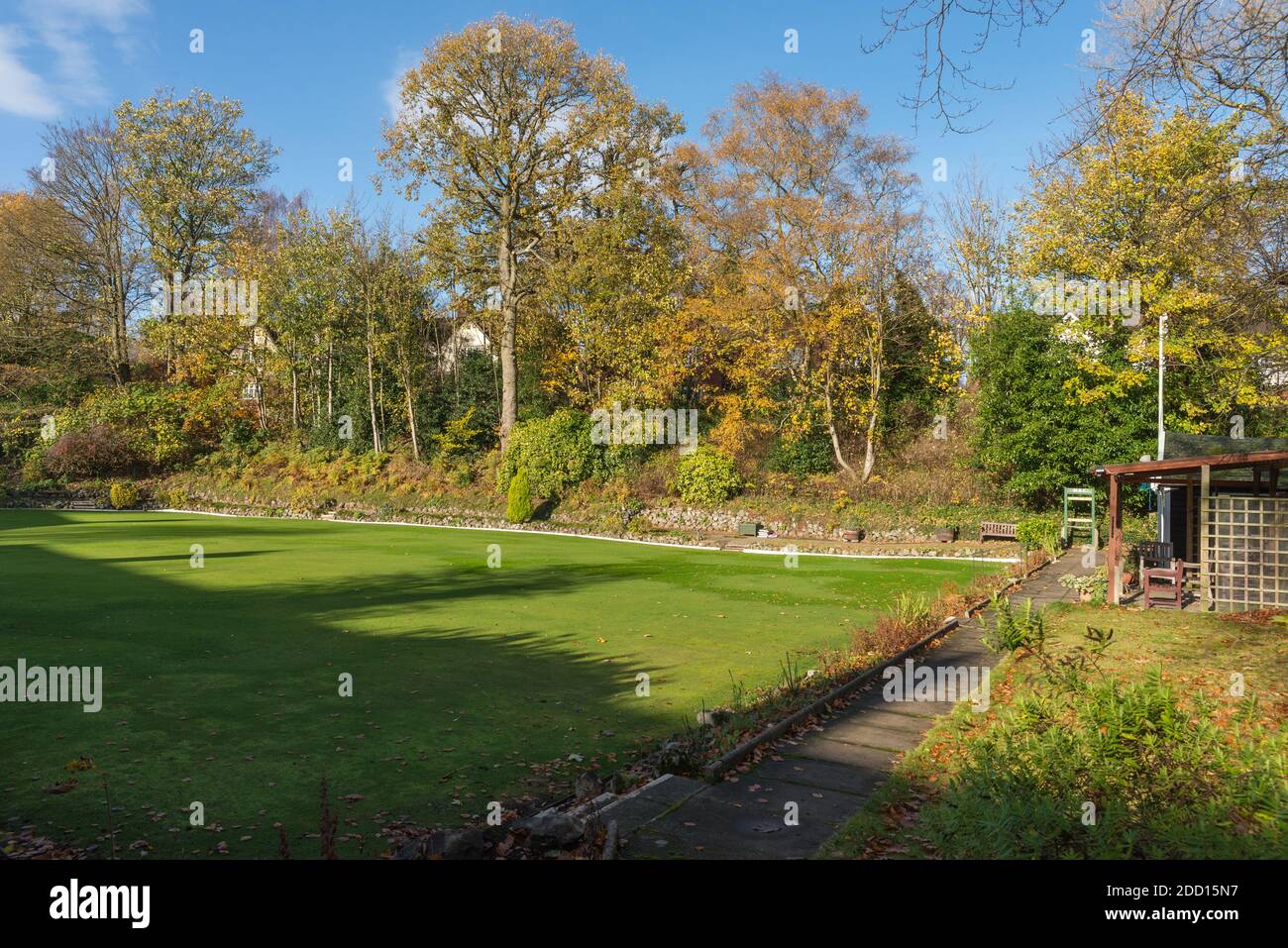 The Moor Pool Estate Bowling Club in the leafy and desirable Birmingham suburb of Harborne Stock Photo