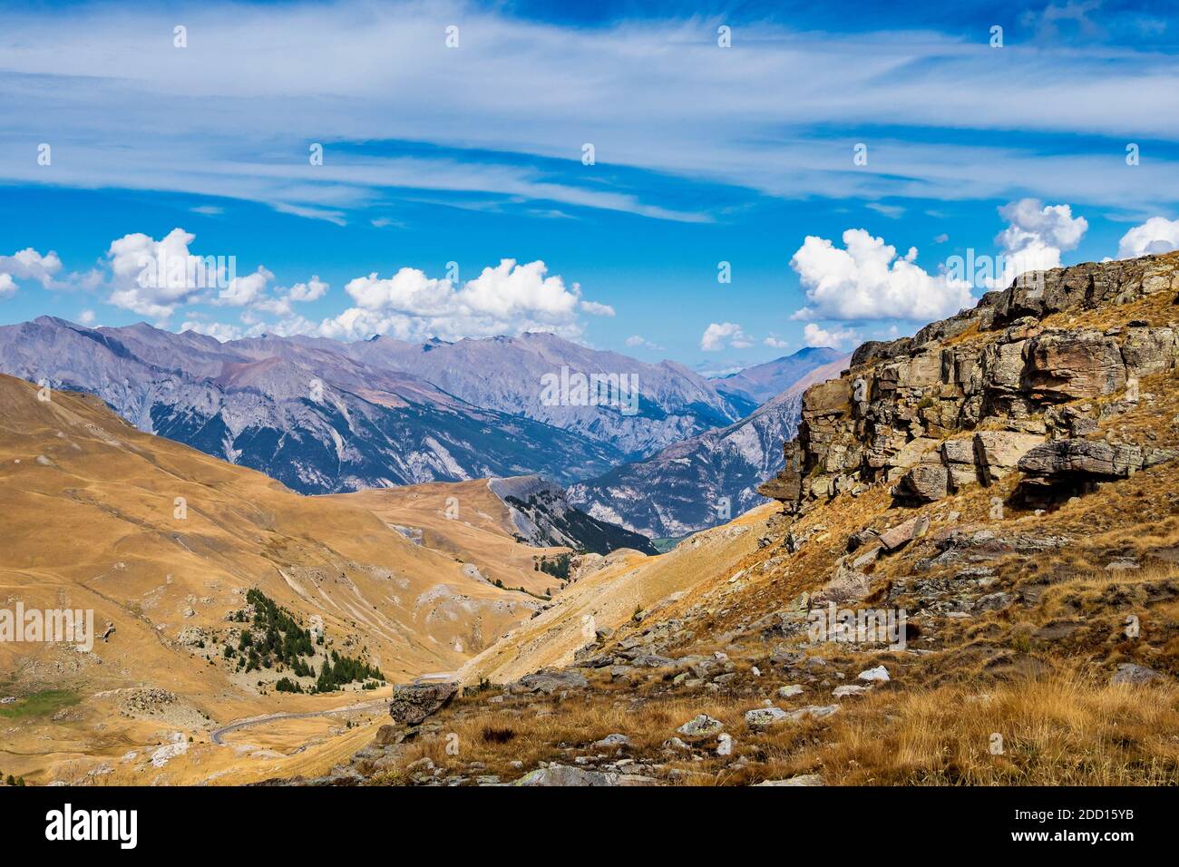 Alpine landscape of the French alps, Col de la Bonette in the Provence Alpes, France. Stock Photo