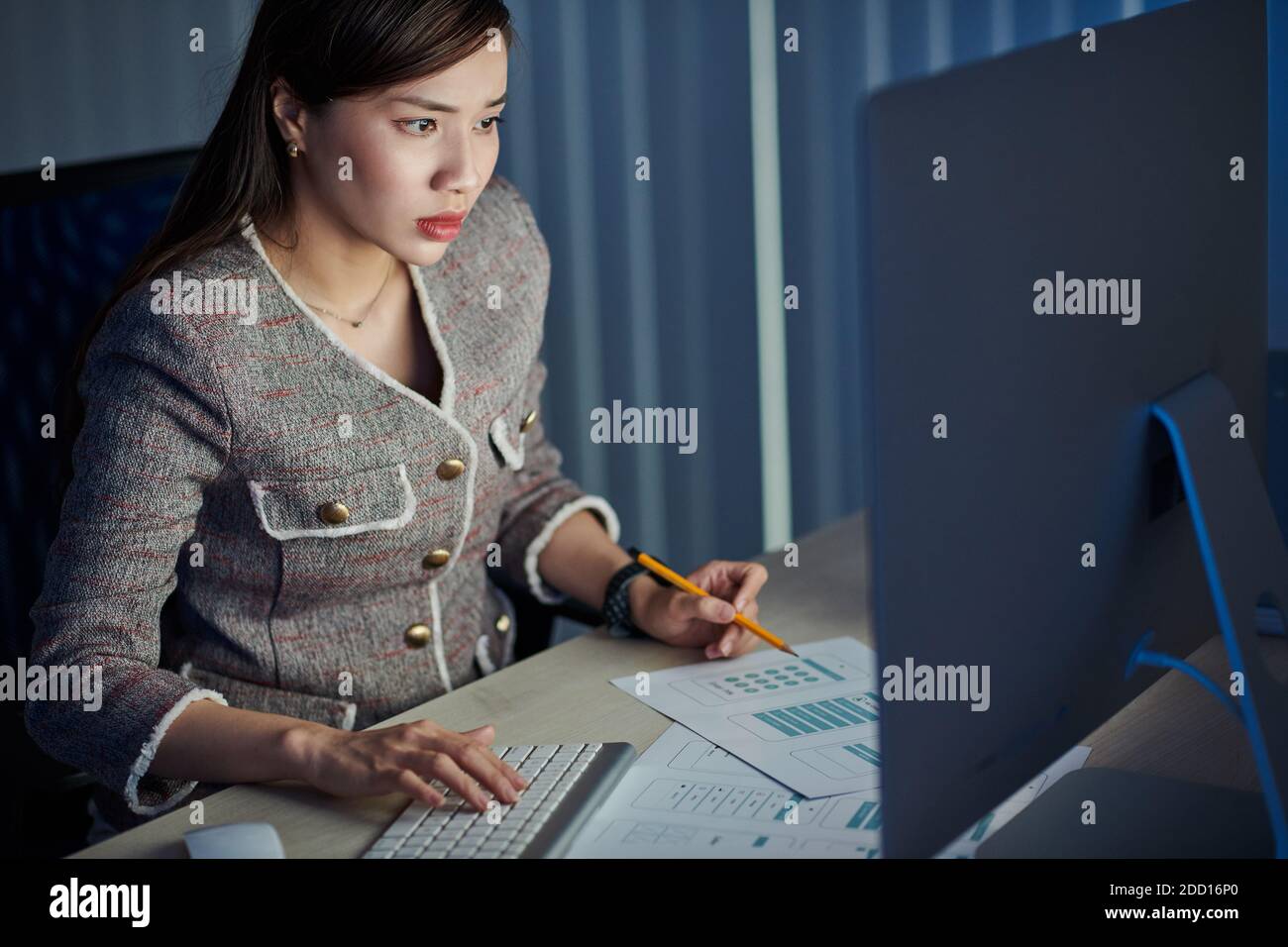 Working in office late at night Stock Photo