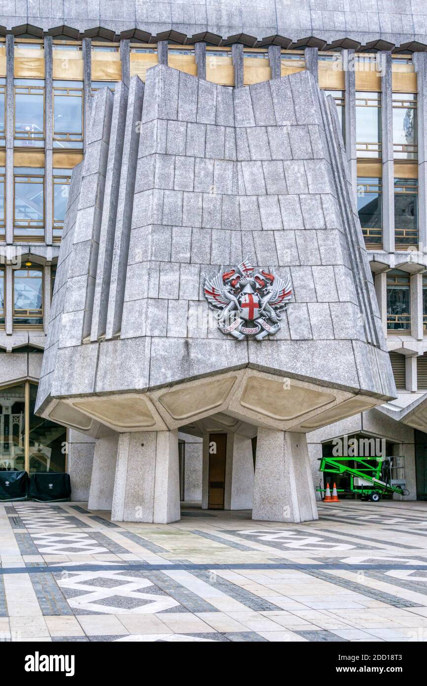 Modernist entrance to west wing of Guildhall. Stock Photo