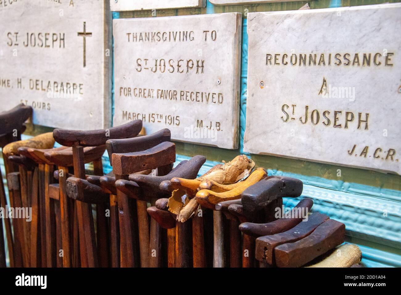 Brother Andre Chapel, thankfulness plaques, Montreal, Canada Stock Photo