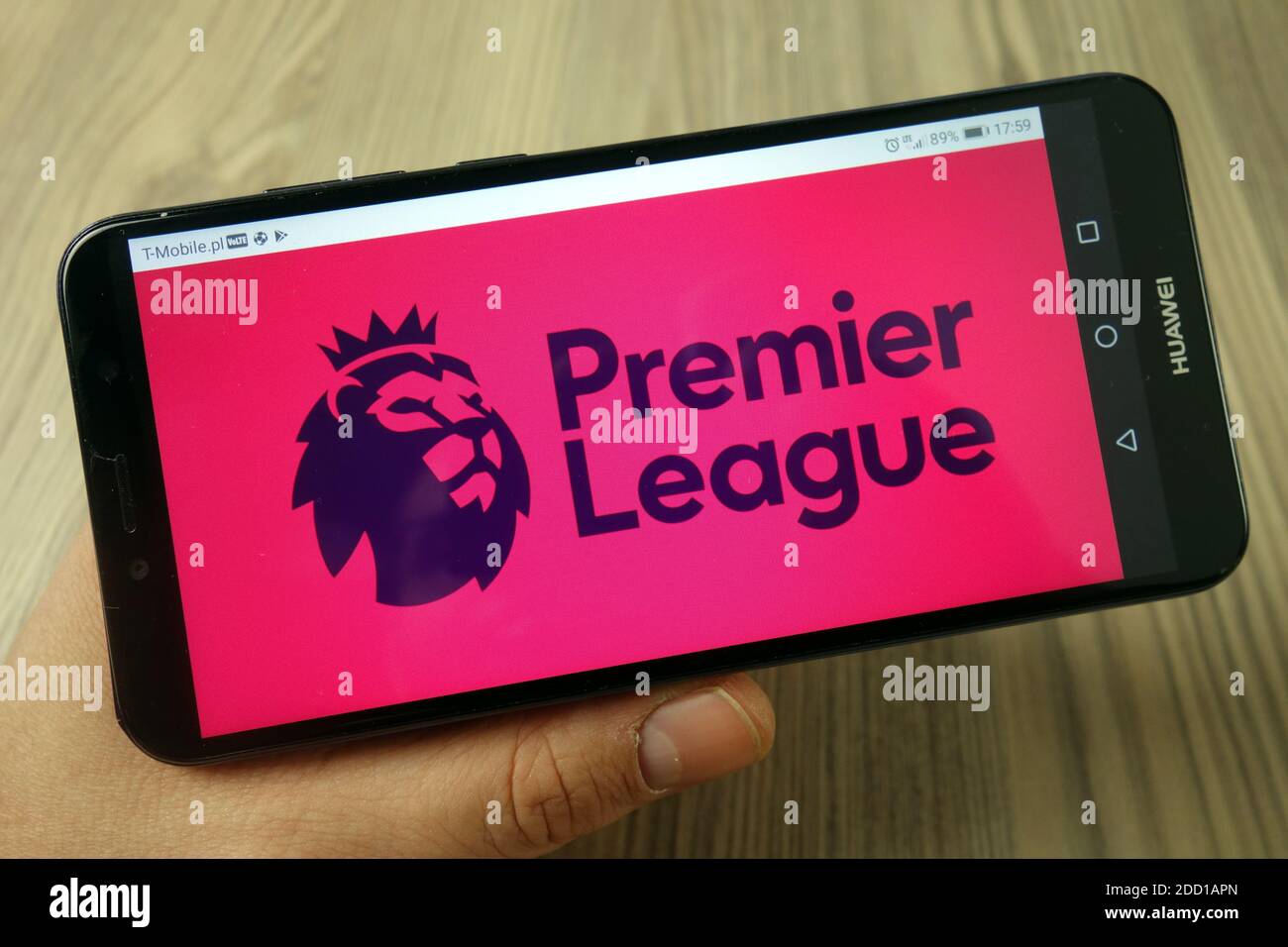 KONSKIE, POLAND - November 24, 2019: English Premier League logo displayed on mobile phone Stock Photo