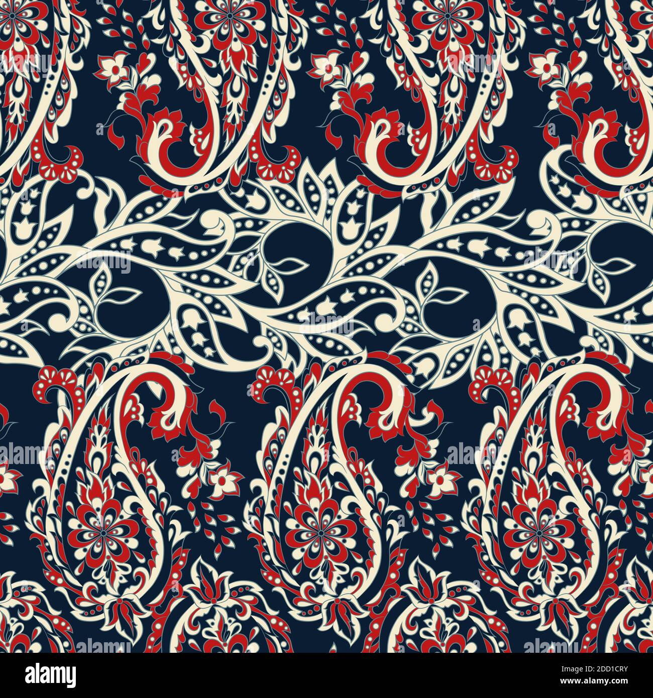 Seamless pattern with paisley ornament. Vector illustration Stock ...