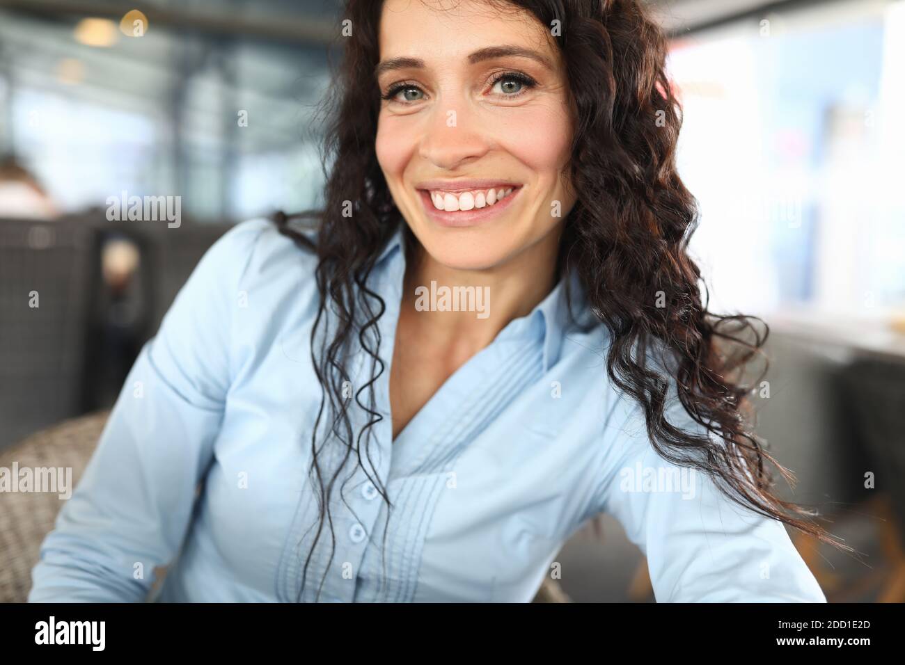 Woman on meeting on cafe Stock Photo