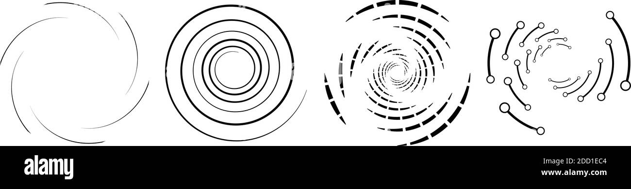 Swirl Vs Rotation Spiral, swirl, twirl element set. Rotating circular shape Vector ...