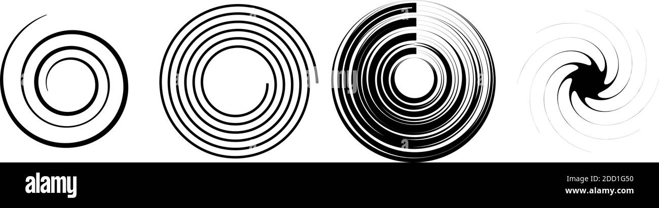 Swirl Vs Rotation Spiral, swirl, twirl element set. Rotating circular shape Vector ...