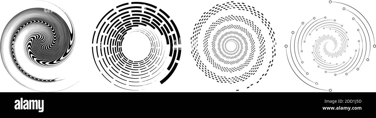 Swirl Vs Rotation Spiral, swirl, twirl element set. Rotating circular shape Vector ...