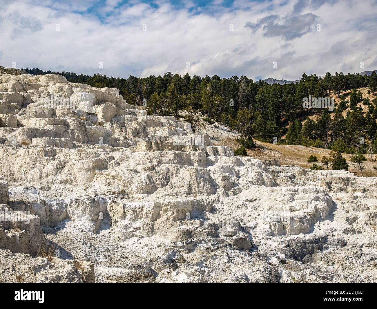 Sulfur deposits ont he hills near Mammoth hot springs, Yellowstone National Park, MO, USA Stock Photo