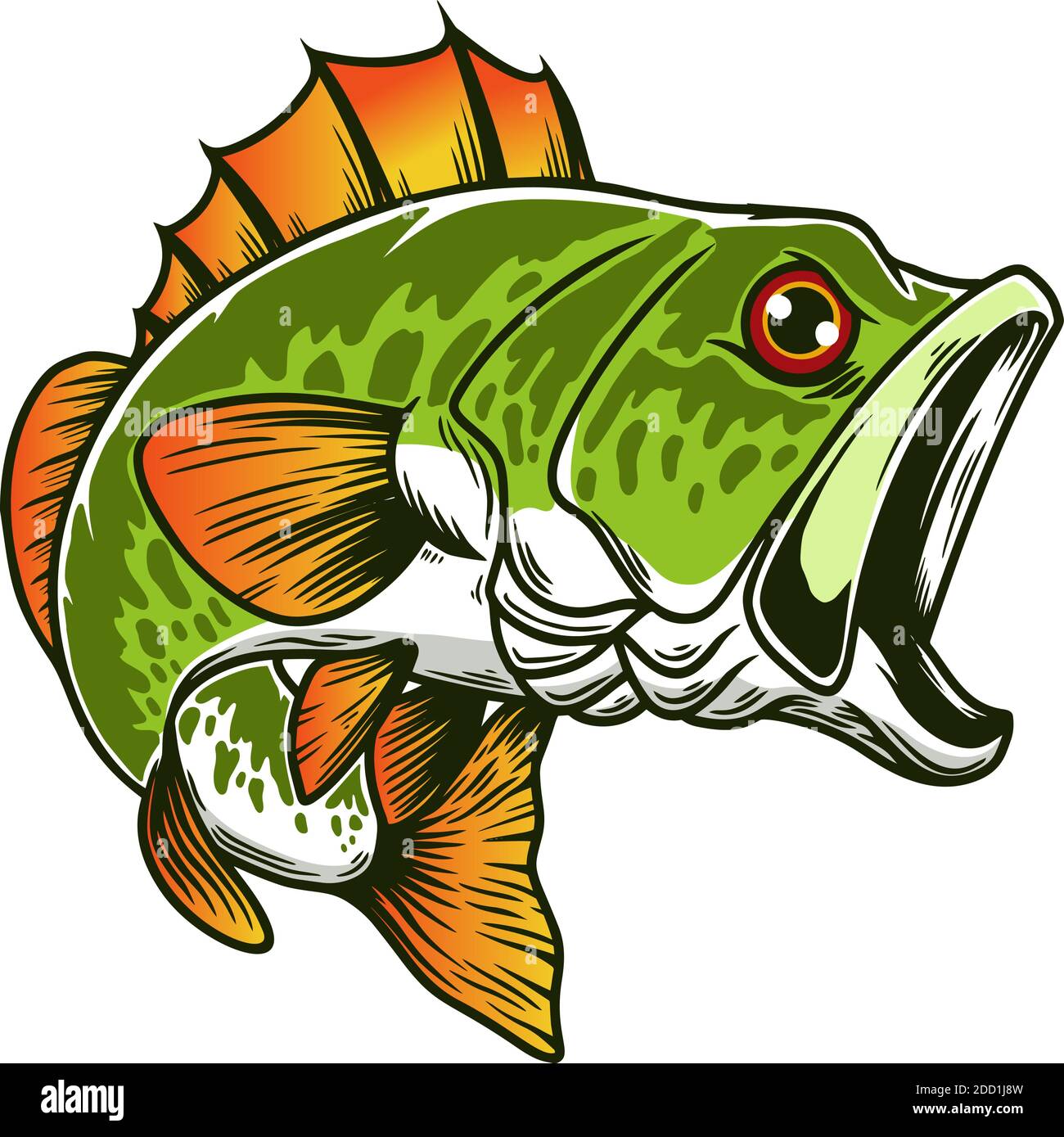 Illustration of bass fish. Big perch. Perch fishing. Design element for  logo, emblem, sign, poster, card, banner. Vector illustration Stock Vector  Image & Art - Alamy