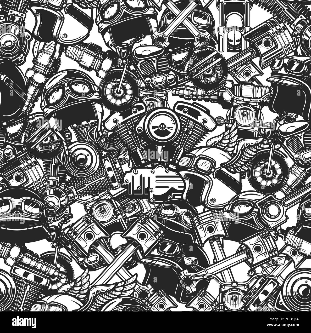 Seamless pattern with auto repair design elements in monochrome style.  Design element for poster, card, banner. Vector illustration Stock Vector  Image & Art - Alamy