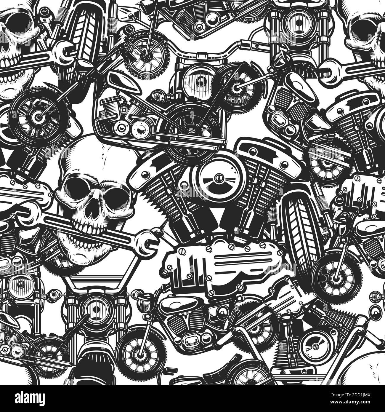Seamless pattern with auto repair design elements in monochrome style.  Design element for poster, card, banner. Vector illustration Stock Vector  Image & Art - Alamy