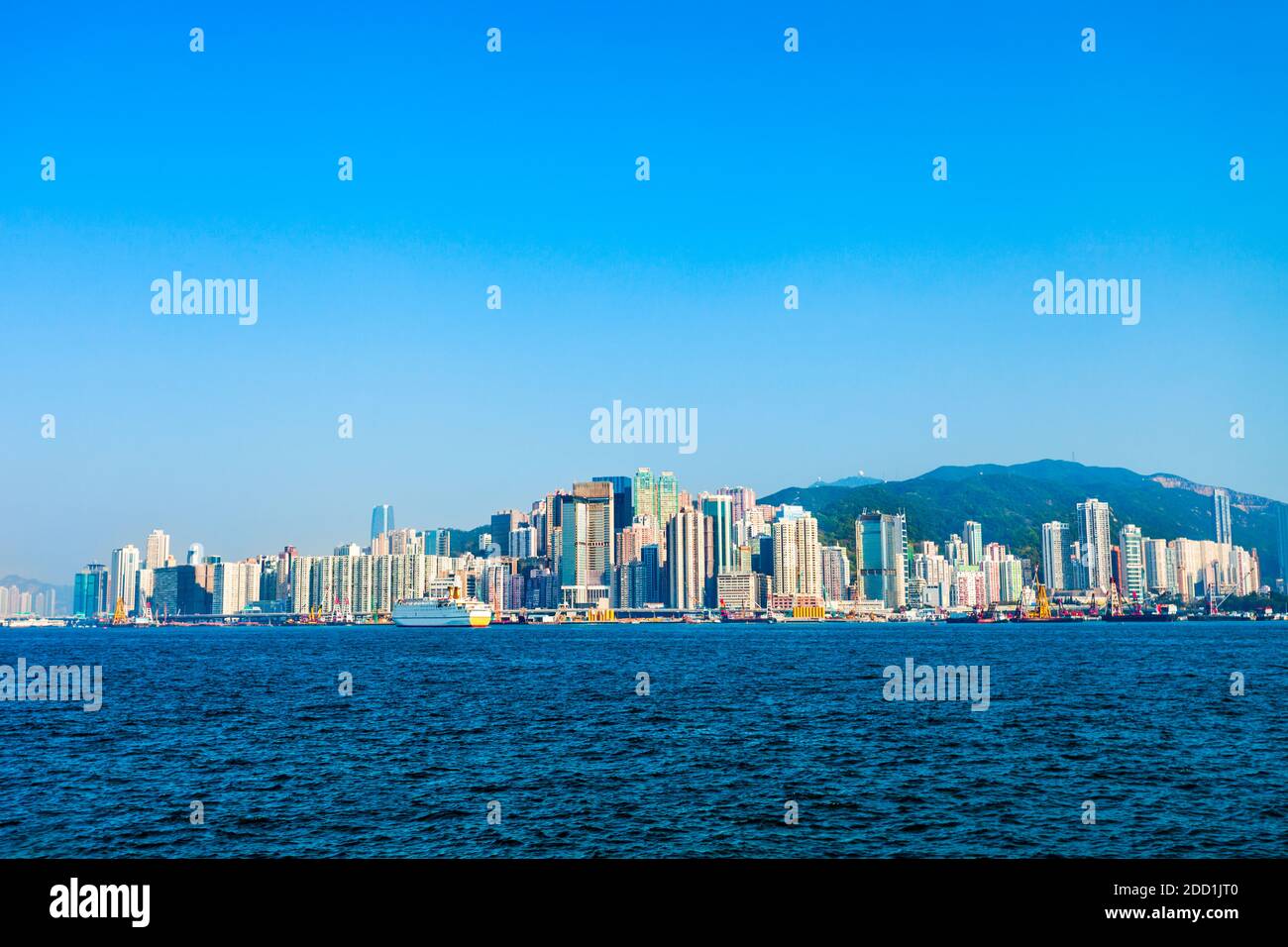 Hong Kong Island skyline viewed from the Victoria Harbour waterfront ...