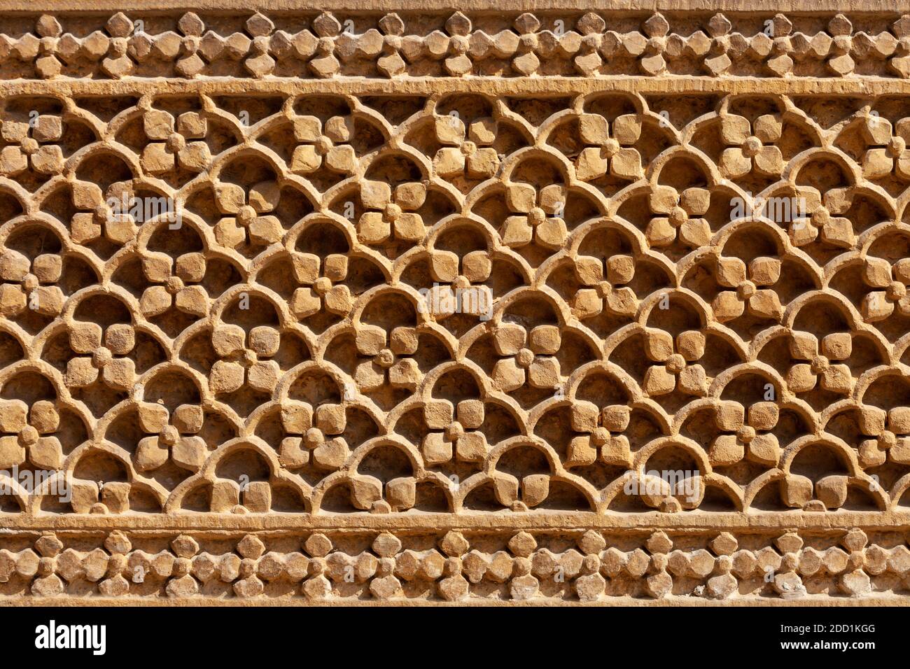 Rajasthani floral style haveli carving pattern in old building in