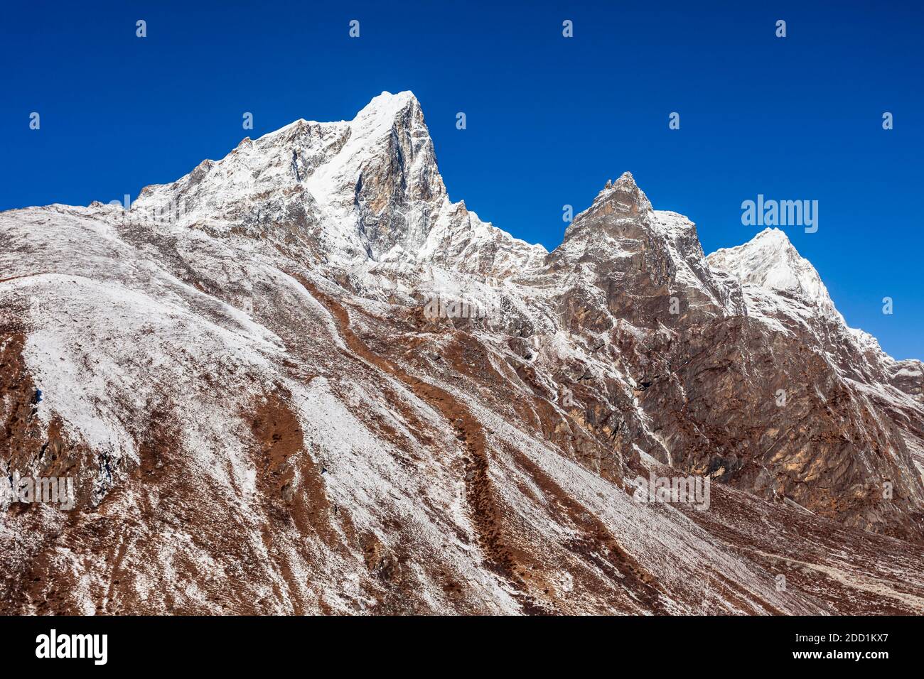 Taboche and Cholatse mountains in Everest region of Nepal Stock Photo