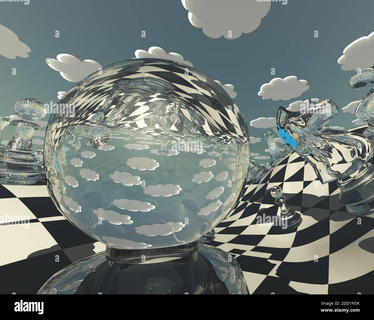 abstract illustration of chess figures at play. 3D rendering Stock Photo