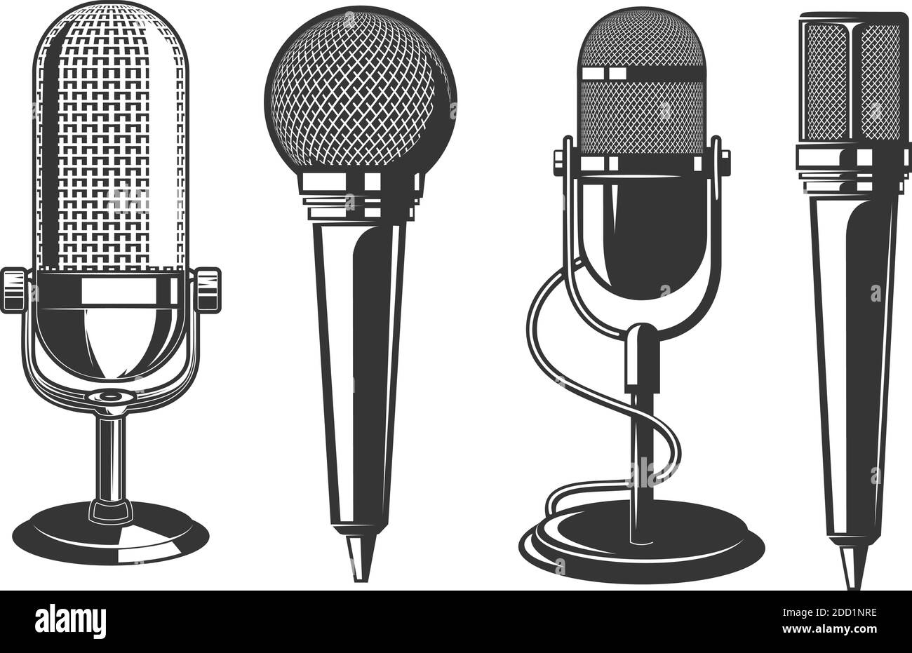 Set of illustrations of microphone in retro style . Design element for  poster, card, banner, logo, label, sign, badge, t shirt. Vector  illustration Stock Vector Image & Art - Alamy