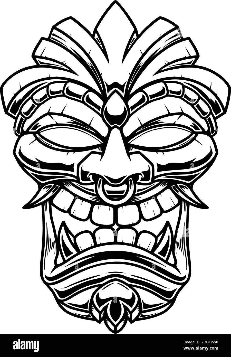 Illustration of Tiki tribal wooden mask. Design element for logo, emblem,  sign, poster, card, banner. Vector illustration Stock Vector Image & Art -  Alamy