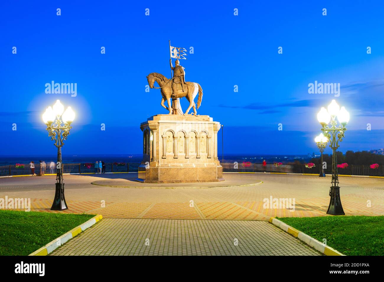 Monument to Grand Prince Vladimir And Saint Fedor in Vladimir city, Golden Ring of Russia at sunset Stock Photo
