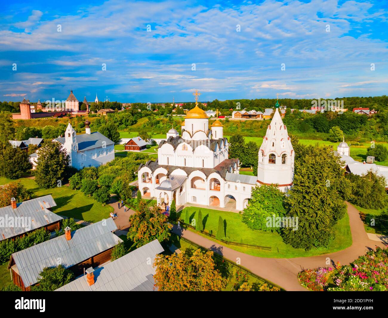 Intercession or Pokrovsky Monastery aerial panoramic view in Suzdal city, Golden Ring of Russia Stock Photo