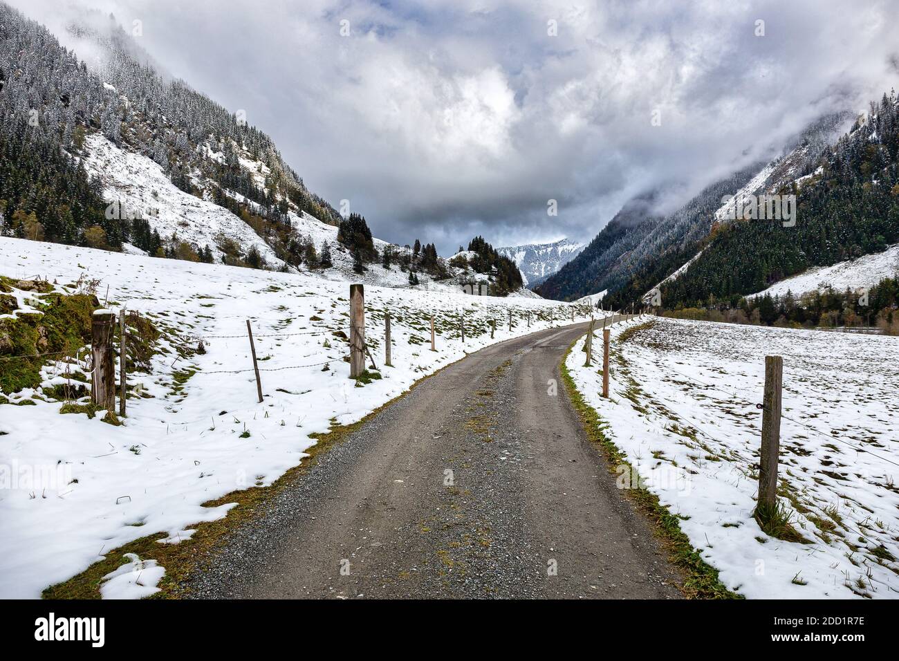Wonderful Mountain Landscape covered in snow near Fusch in Austria Stock Photo