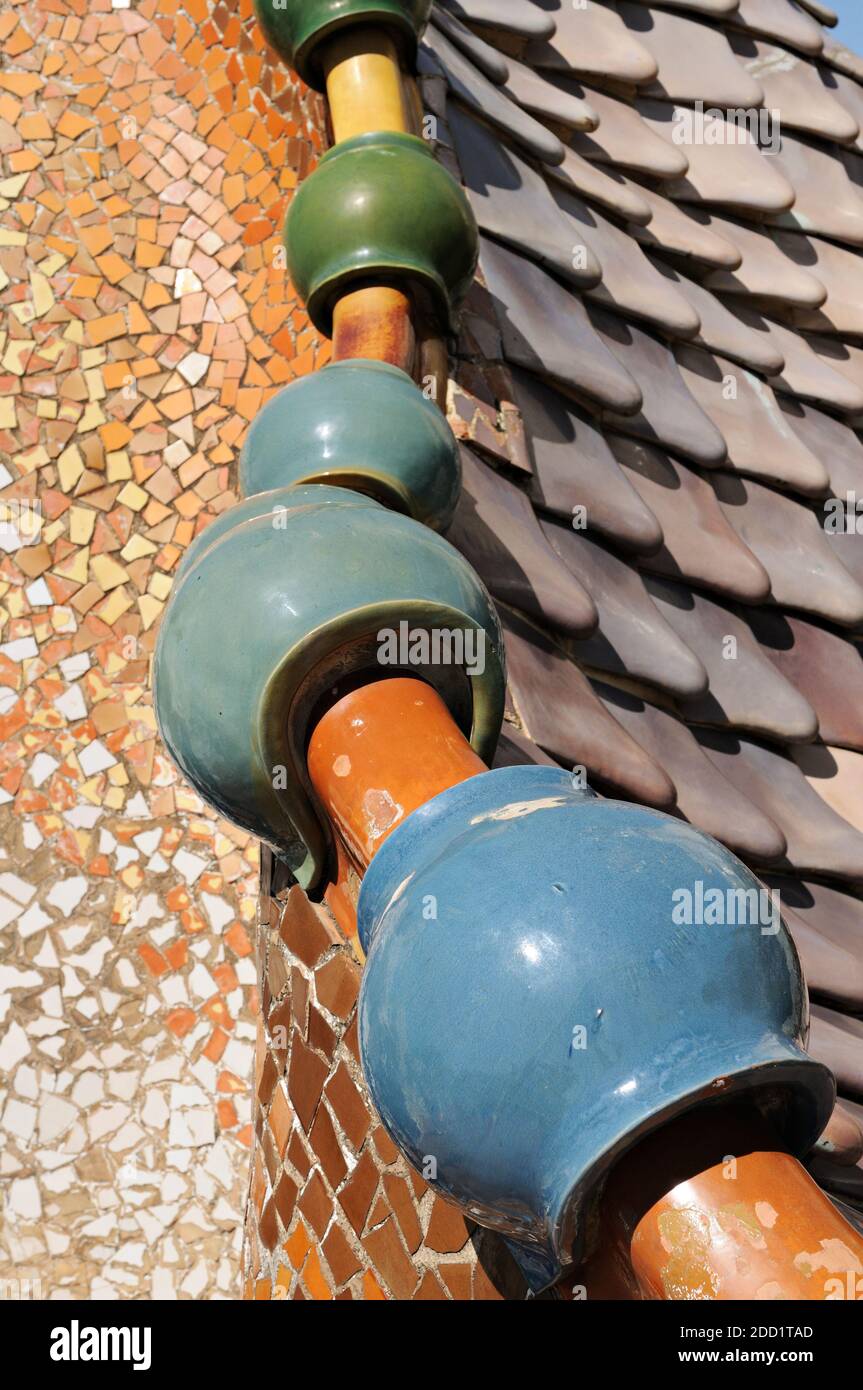 Detail of the roof of Casa Batlló in Barcelona, Catalonia, Spain Stock Photo