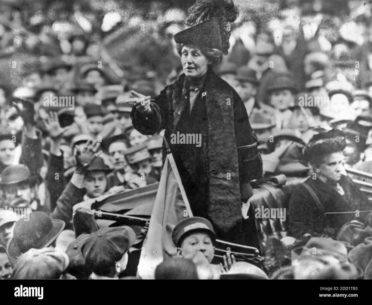 EMMELINE PANKHURST (1858-1928) English political activist and suffragette in America in 1913 Stock Photo