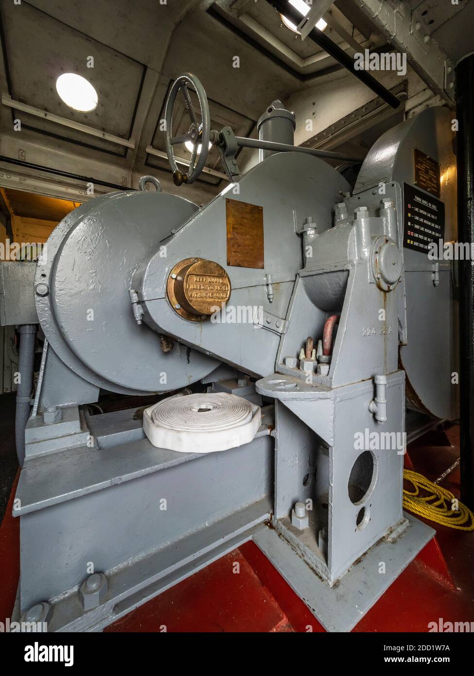 Tow cable, John Purves tugboat, Door County Maritime Museum, Sturgeon Bay, Wisconsin. Stock Photo